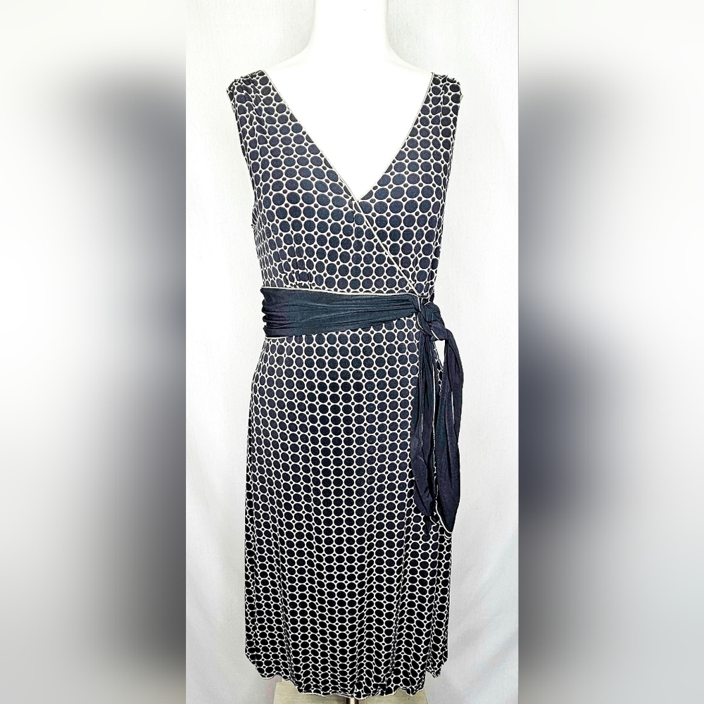 Max Studio Designer Black & White Geometric Dress w Waist Tie Nordstrom Size S